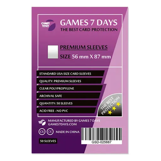 Sleeves Games7Days (56 x 87 mm) Premium (50)