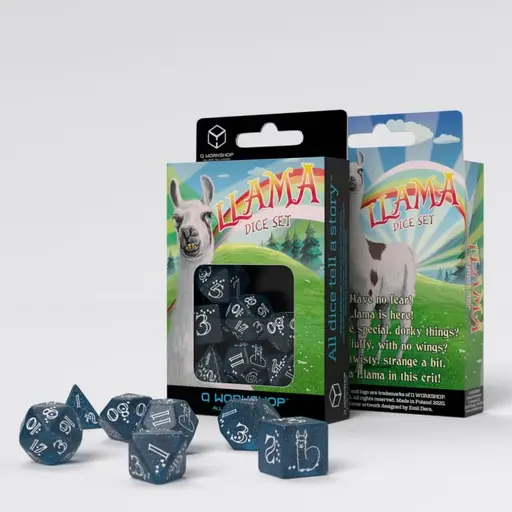 Dark Blue & White Dice Set Llama