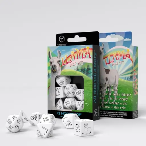 White & Black Dice Set Llama