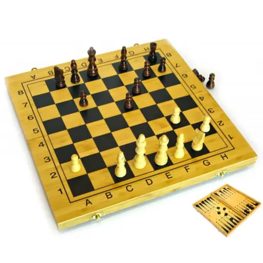 Bamboo chess, checkers, backgammon (29 х 29 cm)