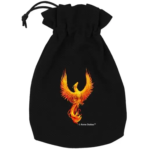Black pouch with a Anne Stokes - Phoenix print 12,3х16,5 cm (Cotton)