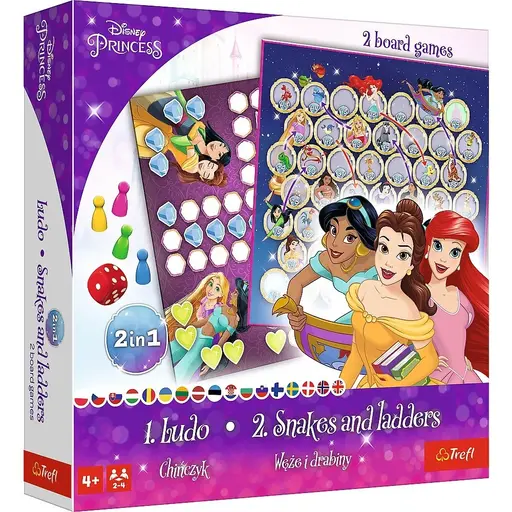 Board Game Ludo + Snakes and Ladders 2 In 1 - Disney Princess