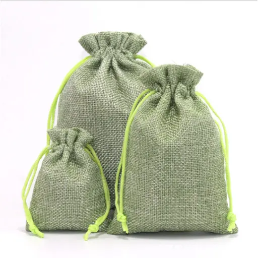 Мішечок зелений класичний 13х18 см (Лляний)