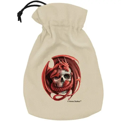 Light beige pouch with a Anne Stokes - Skull Embrace print 12,3х16,5 cm (Cotton)