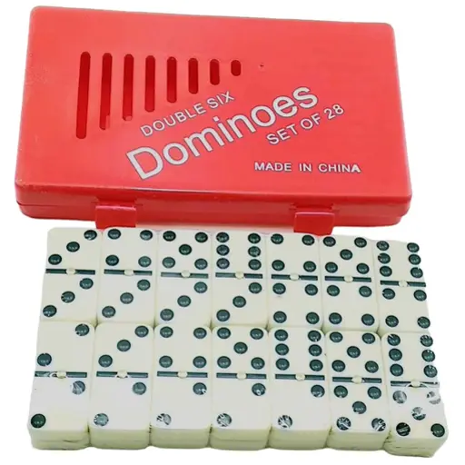 Double 6 Dominoes in a Red Case