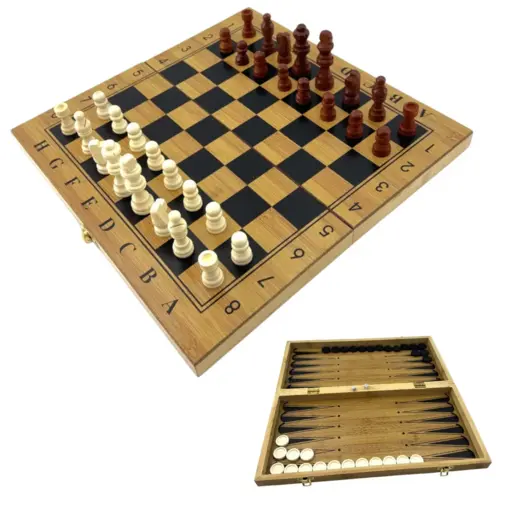 Бамбукові шахи, шашки, нарди (38.7 х 38.7 см) photo 4