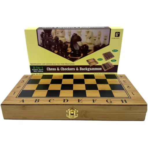 Бамбукові шахи, шашки, нарди (38.7 х 38.7 см)