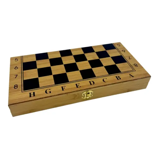 Bamboo chess, checkers, backgammon (33.5 x 33.5 cm) photo 5