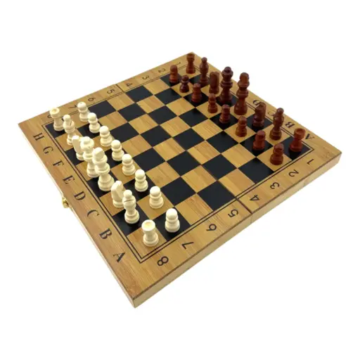Bamboo chess, checkers, backgammon (33.5 x 33.5 cm) photo 2