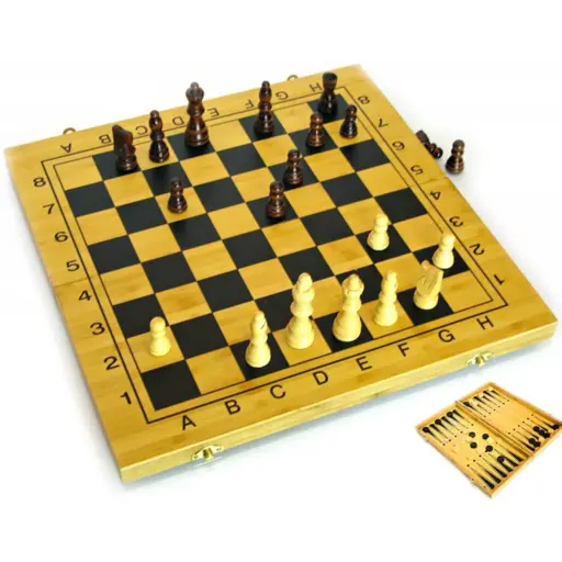 Bamboo chess, checkers, backgammon (40 х 20 cm)