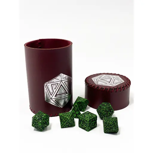 Dice Cup D20 (burgundy eco-leather) photo 8