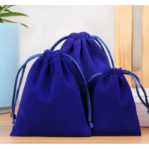 Мішечок темно-синій класичний 13х18 см (Оксамитовий)