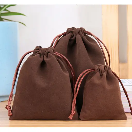 Мішечок коричневий класичний 13х18 см (Оксамитовий)