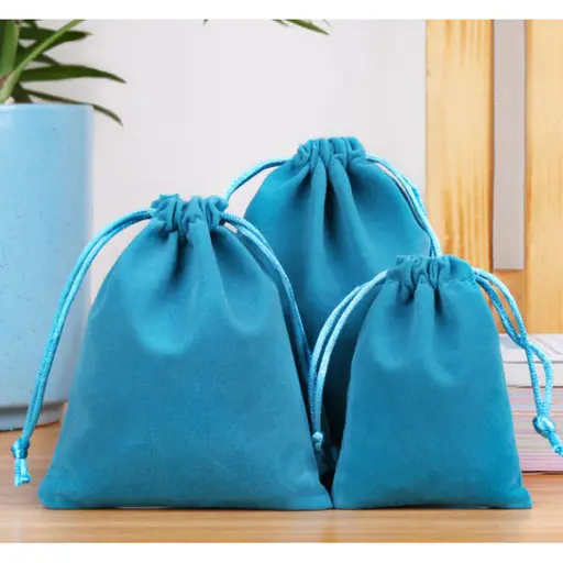 Мішечок блакитний класичний 13х18 см (Оксамитовий)