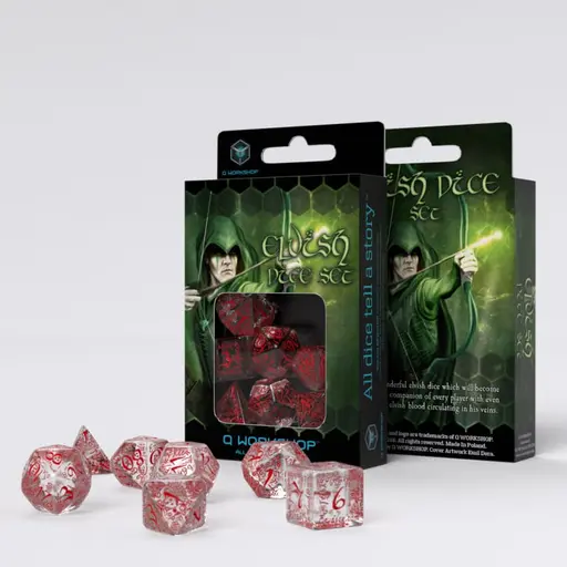 Translucent & Red Dice Set Elvish