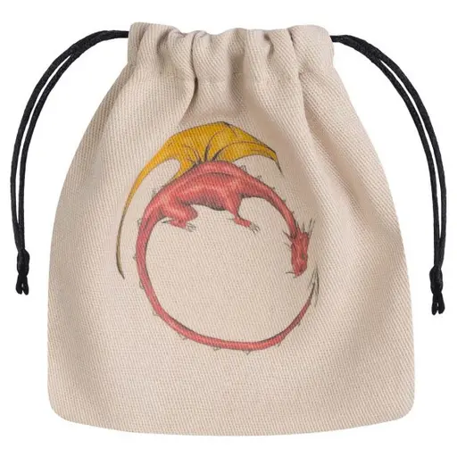 Beige & multicolor pouch with a Dragon print 11x12 cm (Cotton)