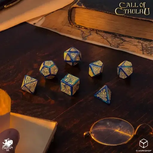 Набір кубиків Call of Cthulhu 7th Edition Blue-green & Gold Dice Set photo 3