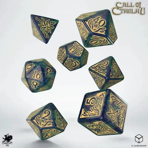 Набір кубиків Call of Cthulhu 7th Edition Blue-green & Gold Dice Set photo 2