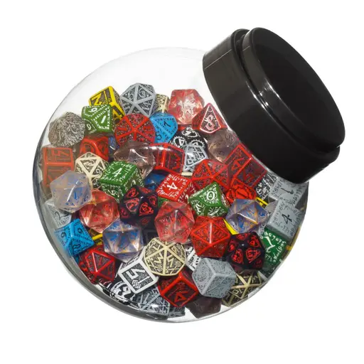 Jar of Dice with D6, D10, D20