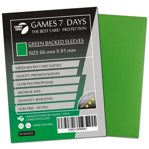 Green Backed Sleeves Games7Days (66 х 91 mm) Premium (80)