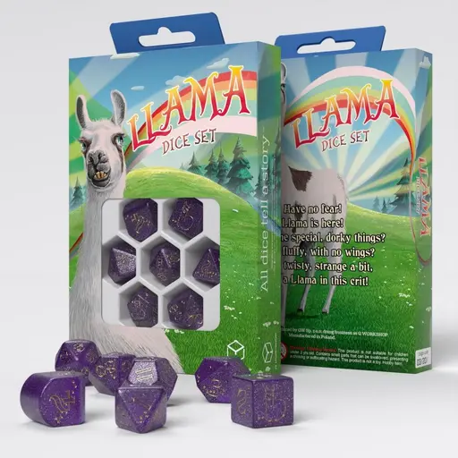Violet & Gold Modern Dice Set Llama Zippy