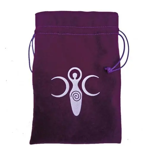 Burgundy pouch with a Goddess Wicca print 12,5х18 cm (Velvet)