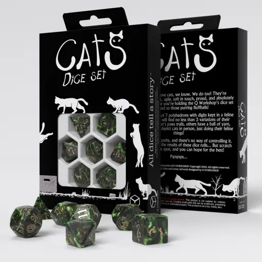 Modern Dice Set Cats - Pixel