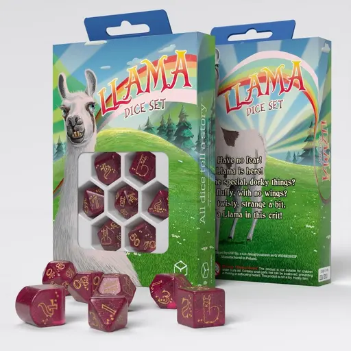 Burgundy & Gold Modern Dice Set Llama Puffy