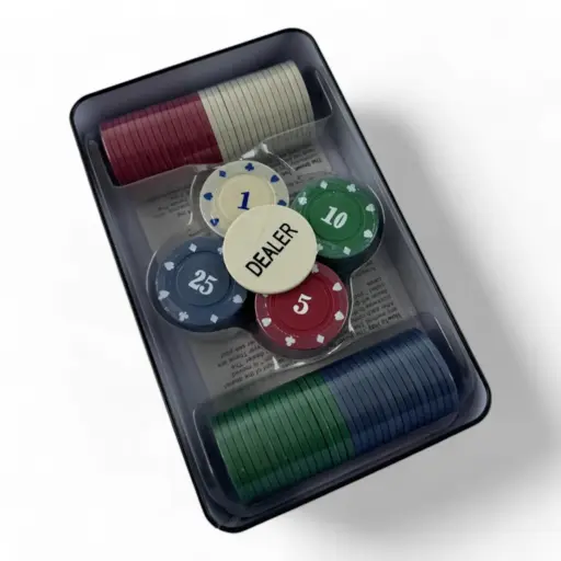 Poker Chips in Metal Box photo 4