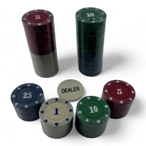Poker Chips in Metal Box photo 3