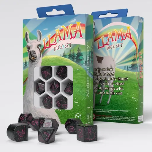 Black & Pink Modern Dice Set Llama Spitty