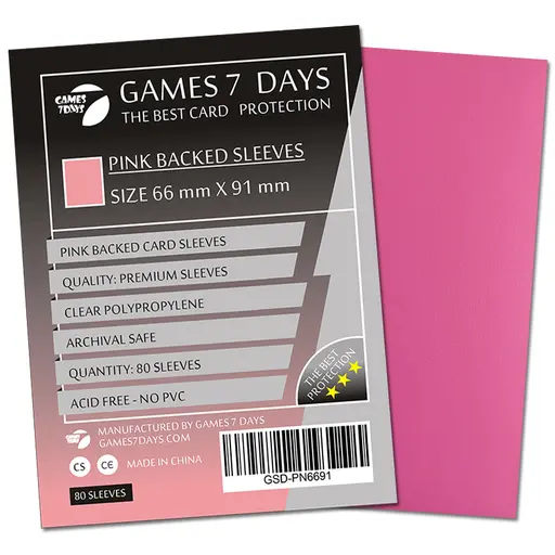 Pink Backed Sleeves Games7Days (66 х 91 mm) Premium (80)