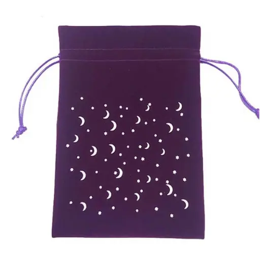 Burgundy pouch with a Moon print 12,5х18 cm (Velvet)