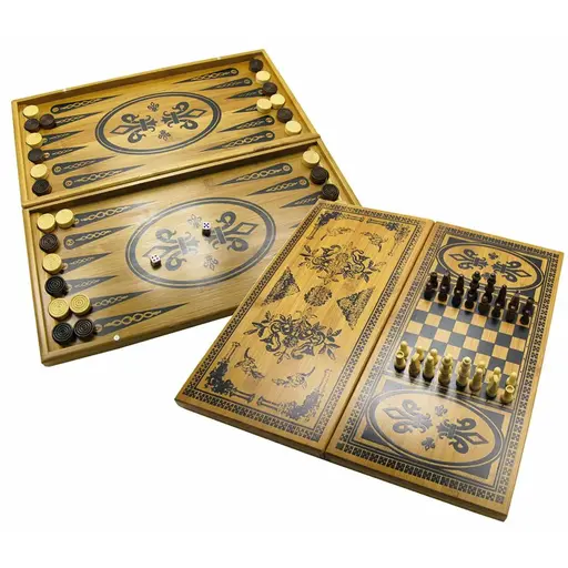 Бамбукові шахи, шашки, нарди (40 х 40 см)