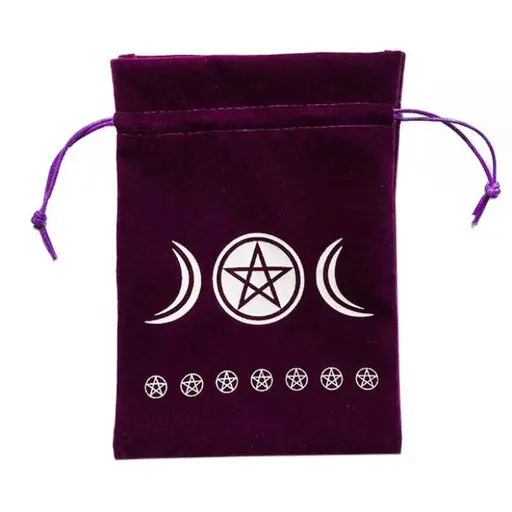 Мішечок бордовий з принтом Потрійний Місяць 12,5х18 см (Оксамитовий)