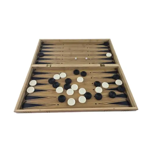 Bamboo chess, checkers, backgammon (47 x 47 cm) photo 6