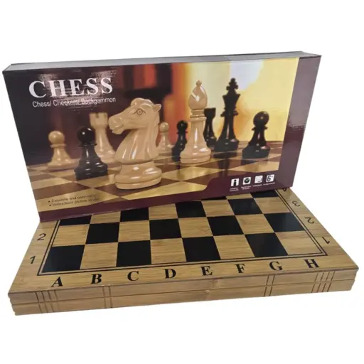 Bamboo chess, checkers, backgammon (47 x 47 cm)