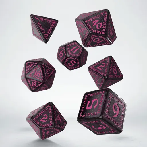Shimmering Black with Magenta Runic Dice Set photo 2