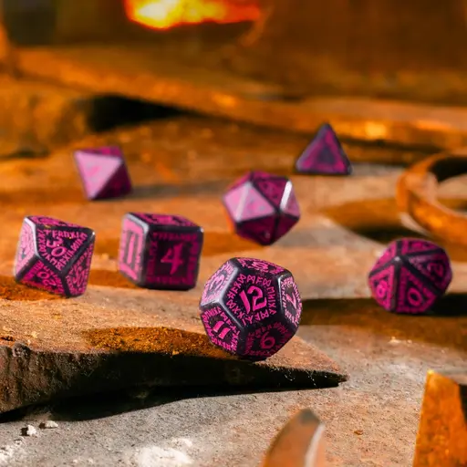 Shimmering Black with Magenta Runic Dice Set photo 4