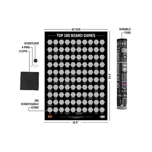 Скретч-постер Топ 100 настільних ігор